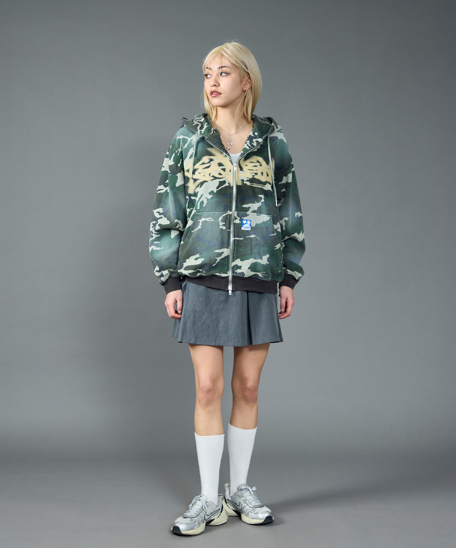 FADE ZIP P/K /フェード フルジップ オーバーサイズ ヴィンテージライク センターロゴ 裏起毛 柄80 ≪SET UP着用可能≫