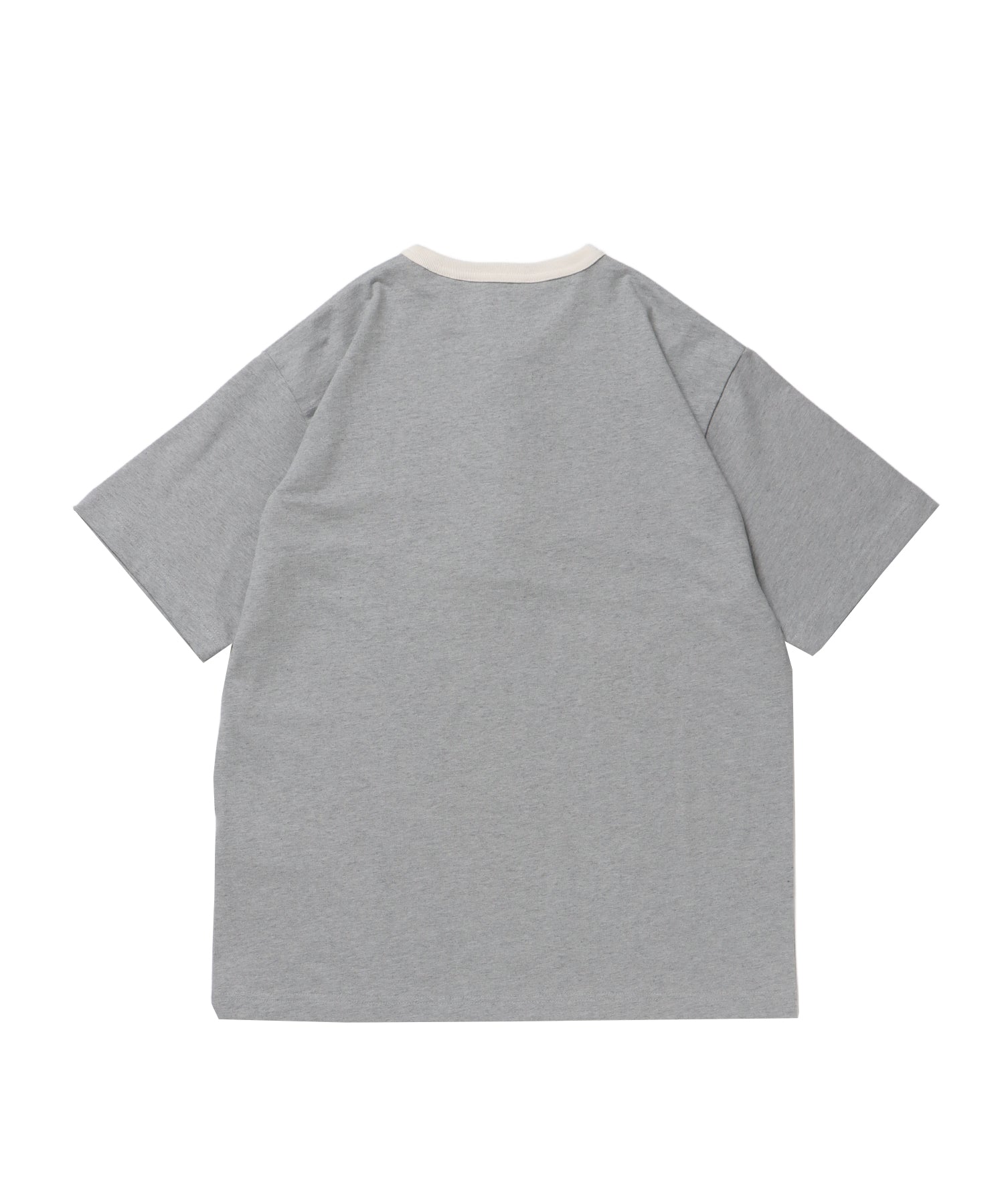 RINGER HENLEY TEE / Tシャツ 半袖 クルーネック ヘンリーネック ワンポイント クラシックフィット リンガー ワンポイント グレー