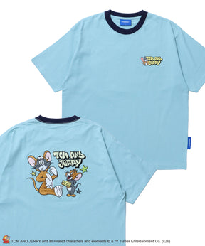 TJ COSTUME RINGER TEE / トムとジェリー リンガー Tシャツ 半袖 クルーネック 刺繍 オーバーサイズ グリーン