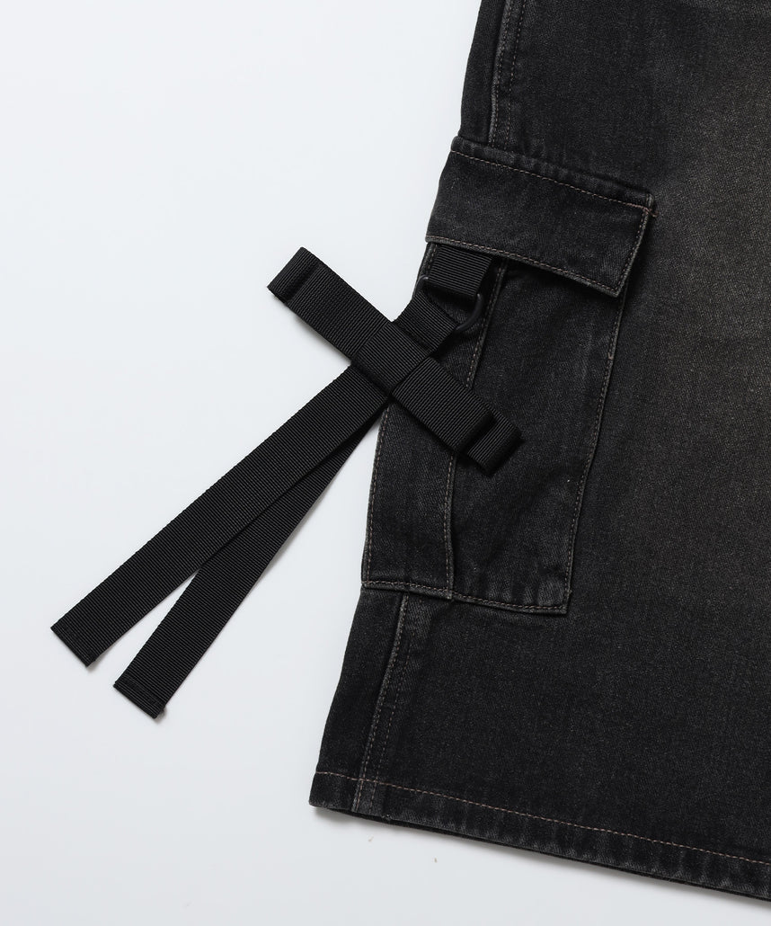 ※WEB限定 / レディースリボンデニムショートパンツ / sqnz ribbon denim shorts ブラック