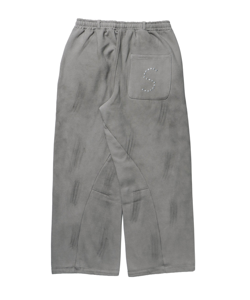sqnz fade sweat pants / スウェット パンツ 加工 ハトメ スタッズ 裏起毛≪SET UP着用可能≫ ライトグレー