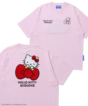 HK EMBROIDERY KITTY TEE / ハローキティ キティちゃん 半袖 クルーネック プリント ワンポイント 刺繍 ライトピンク