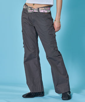 ※WEB限定 / レディースフレアカーゴパンツ / sqnz eyelet low-rise pants ブラウン