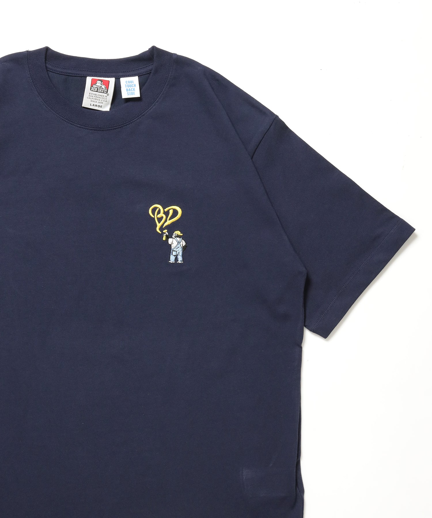 GORILLA EMB COOL TEE / Tシャツ 接触冷感 半袖 クルーネック ワンポイント 刺繍 ワンポイント ネイビー