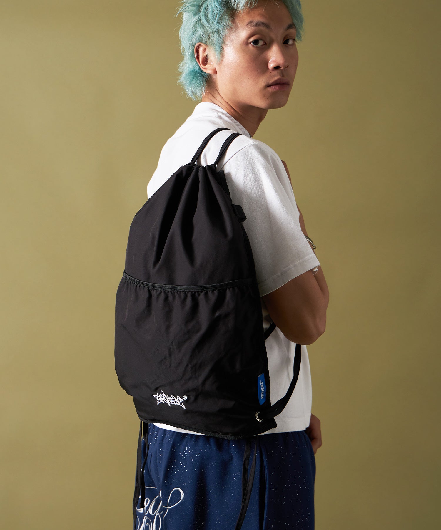 2 FACE STRING KNAPSACK / リバーシブル テック ナップサック ブランドロゴ ブラック