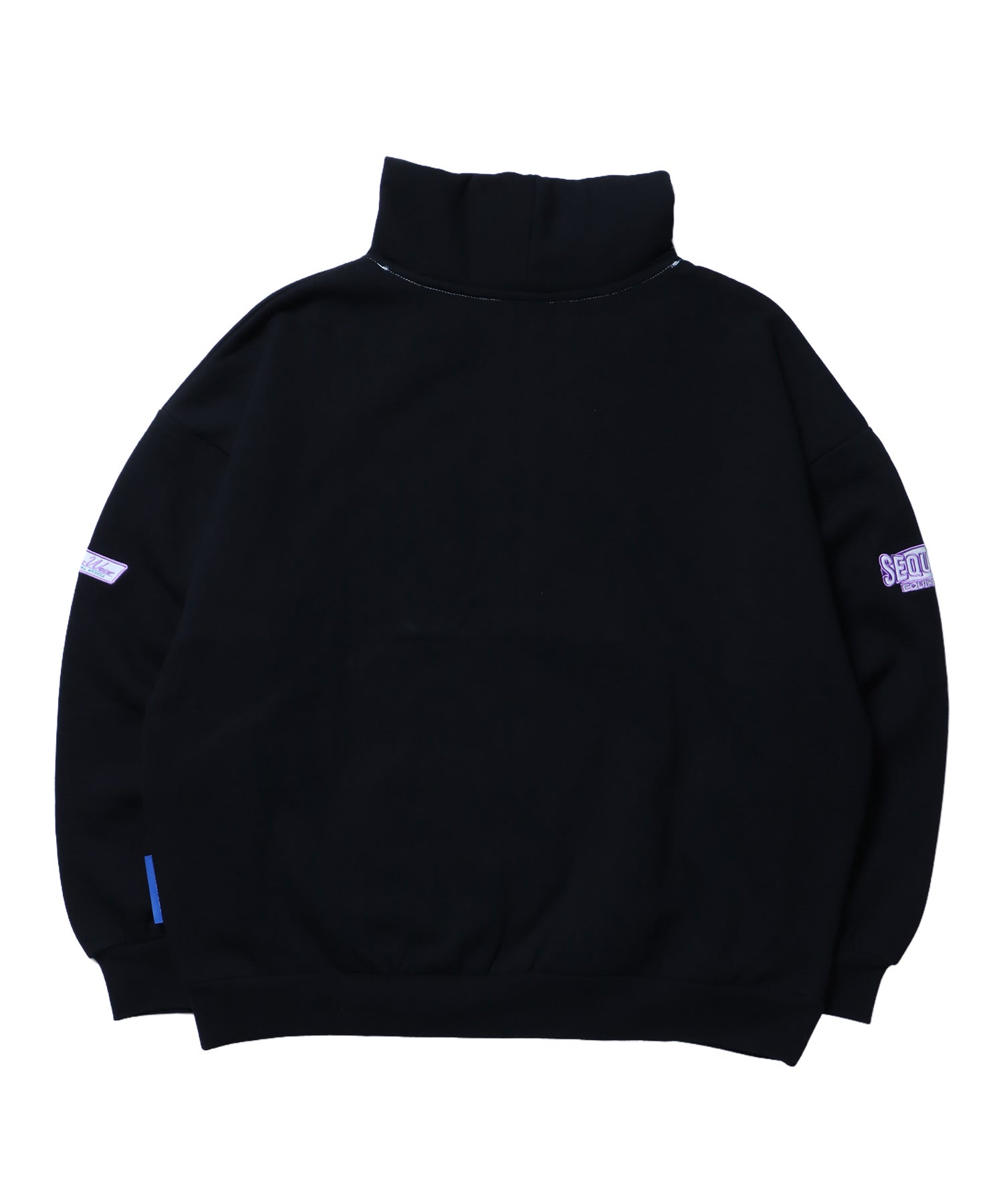 90s 1/2 ZIP SWEAT / 裏起毛 オーバーサイズ プルオーバー スウェット ルーズシルエット ハーフジップ 刺繍 ポケット ジップアップ セットアップ ブラック ≪SET UP着用可能≫