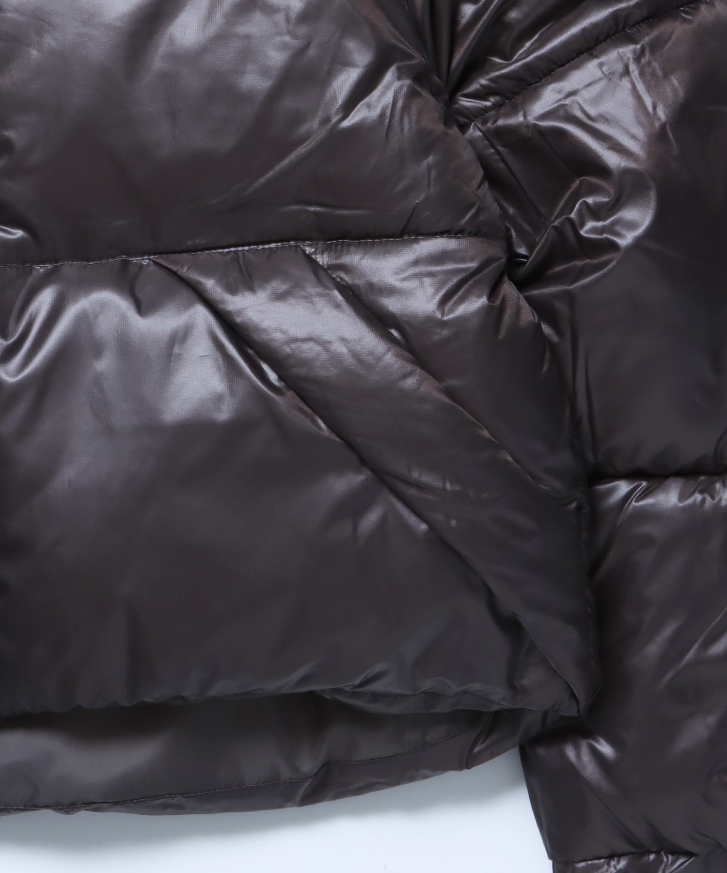 sqnz puffa short pading ladies / レディース パファ ダウン ジャケット 中綿 短丈 ドローコード ブラウン