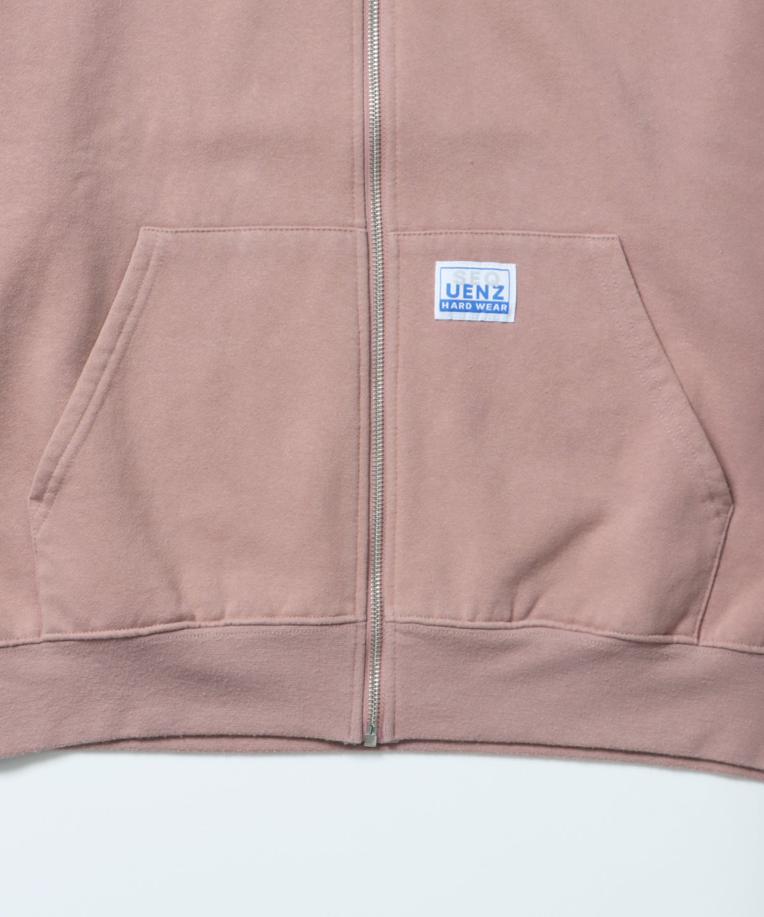 WORK AGING ZIP P/K / 古着風 シンプル ロゴ ワンポイント フルジップ パーカー ピンク