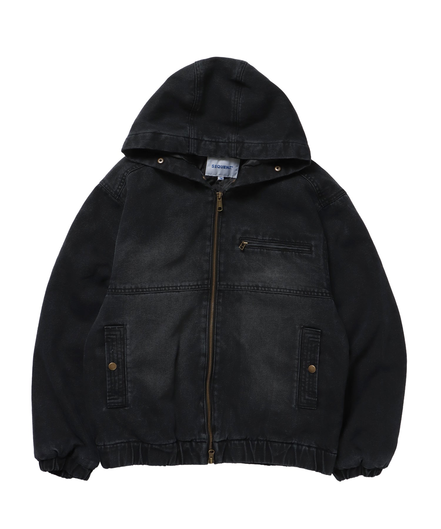 FUR DENIM HOODIE JKT / デニム ジャケット ファー 中綿 ダブルジップ フーディ ブラック