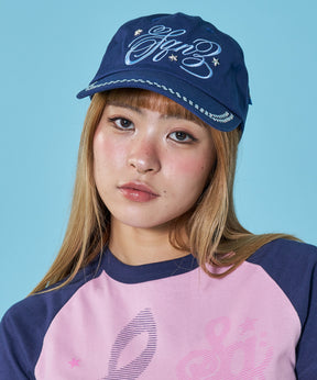 ※WEB限定 / ラインストーンロゴキャップ / sqnz studs cap ネイビー