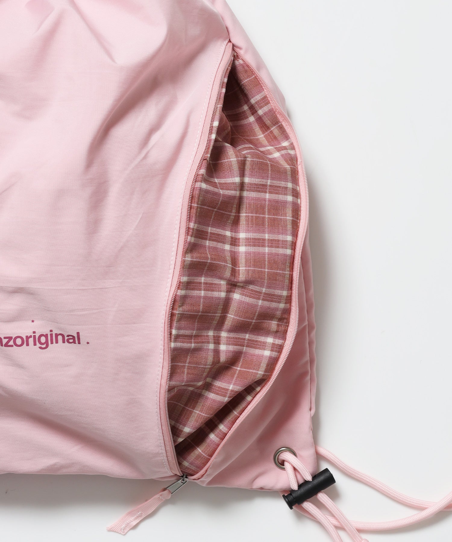 ≪予約商品≫※WEB限定 / 2WAY仕様 /チェックジップナップサック /sqnz zip knapsack ライトピンク