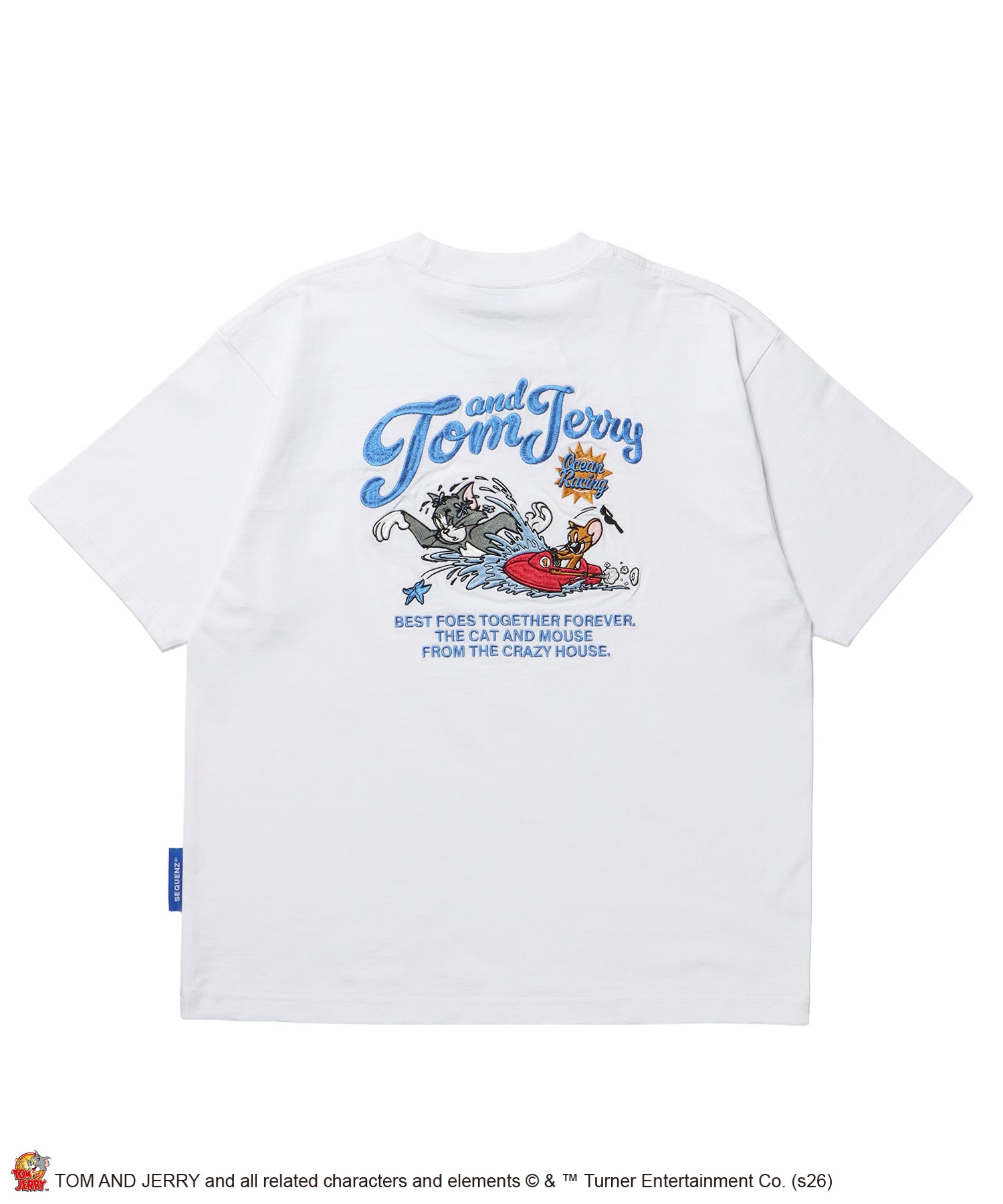 TJ SWIMMING EMB. TEE / トムとジェリー 半袖 クルーネック 刺繍 ワンポイント ユニセックス オーバーサイズ レイヤード ホワイト