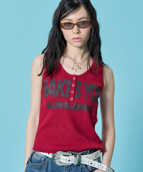 ※WEB限定 / レディースヘンリーネックタンクトップ / sqnz blur logo henley tank top バーガンディー