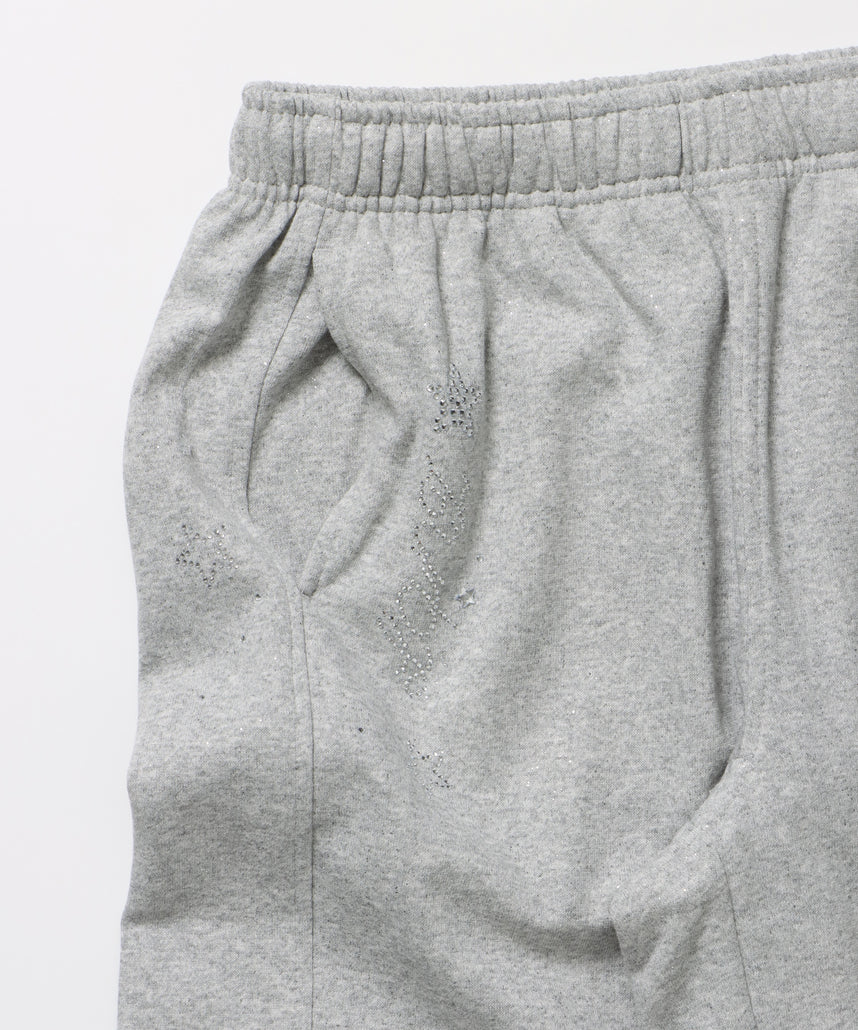 sqnz glitter sweat pants / グリッター スウェットパンツ ラインストーン ドローストリング ポケット 裏起毛 【セットアップ着用可能】 M.グレー