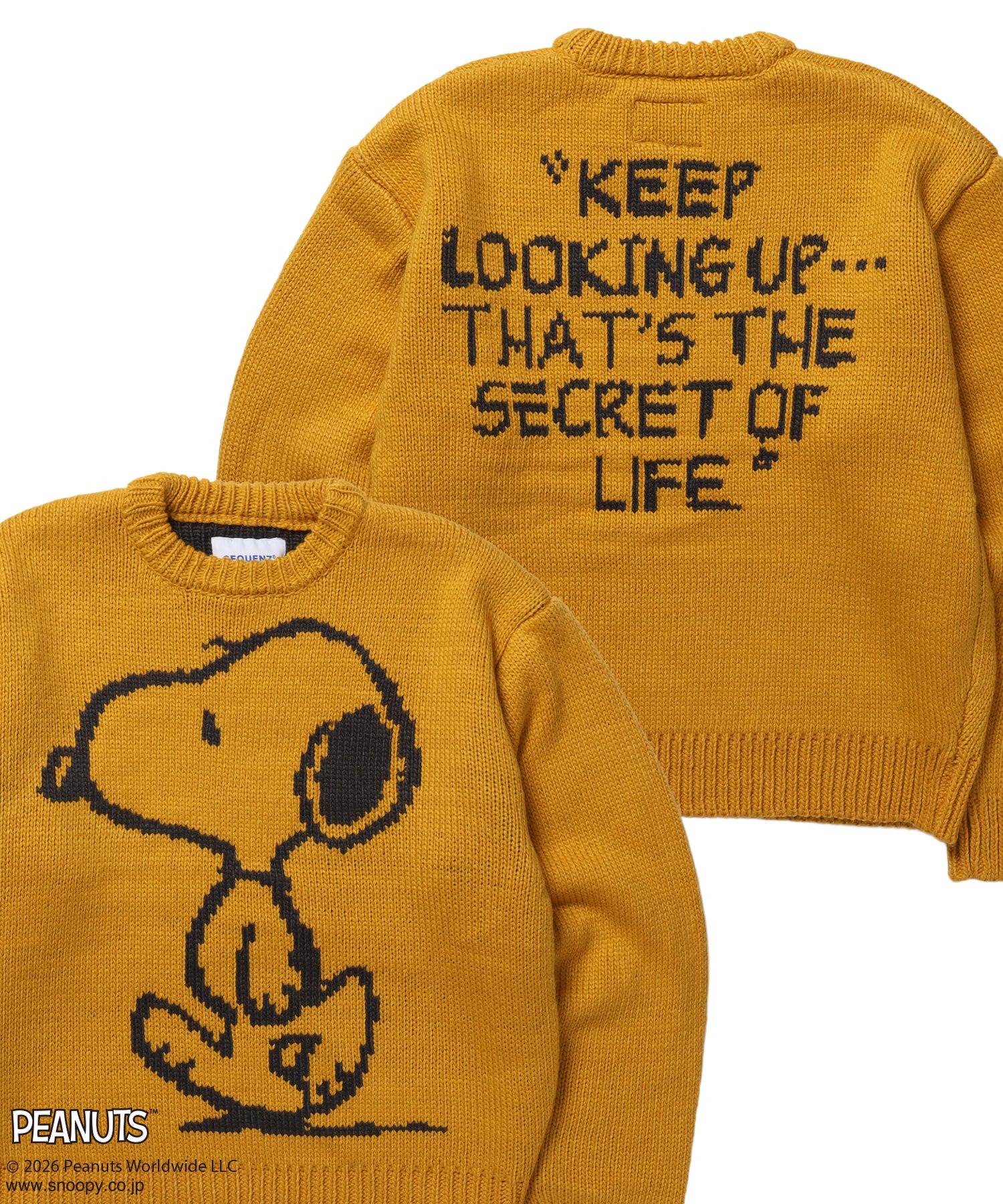 TP SNOOPY CHUNKY KNIT / スヌーピー メッセージプリント チャンキーニット イエロー