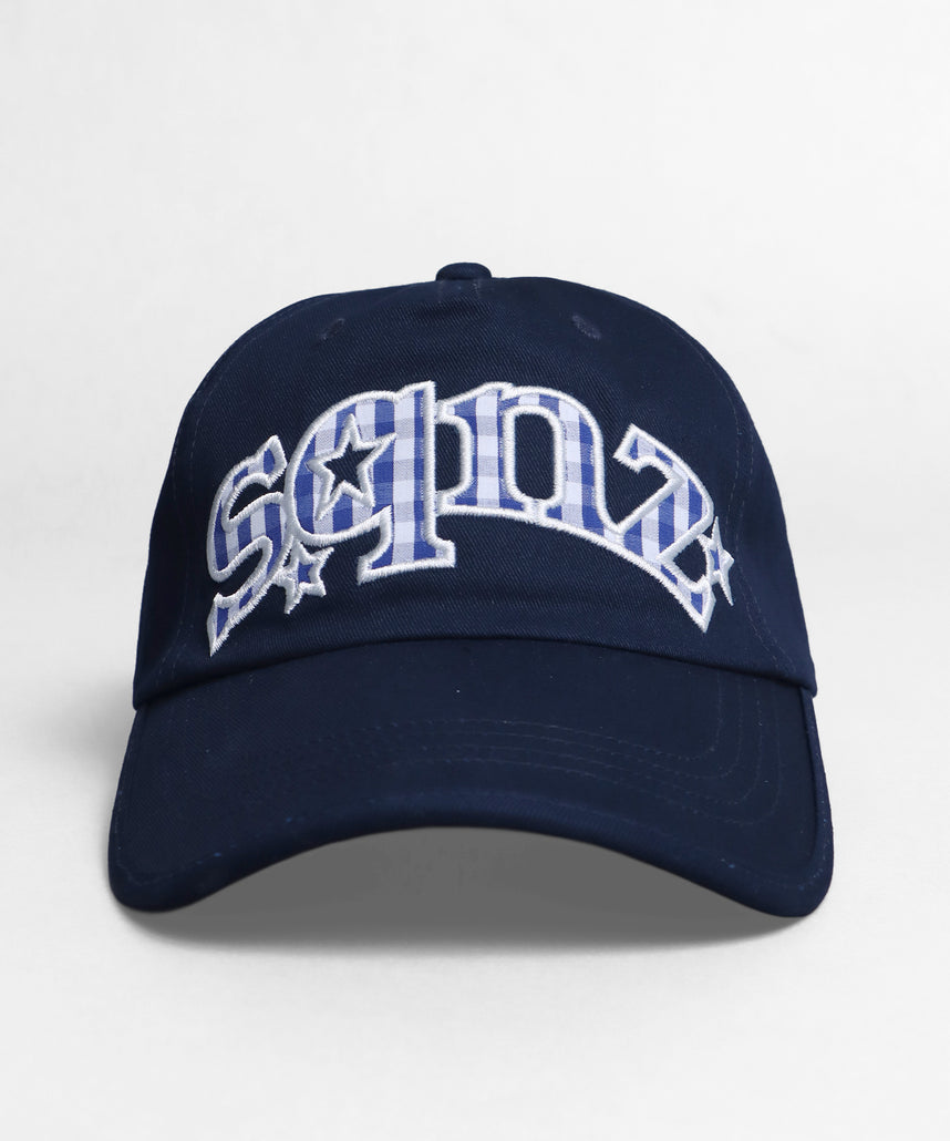 ≪予約商品≫sqnz gingham logo cap / キャップ 帽子 ワッペン ベースボール ユニセックス 刺繍 ネイビー