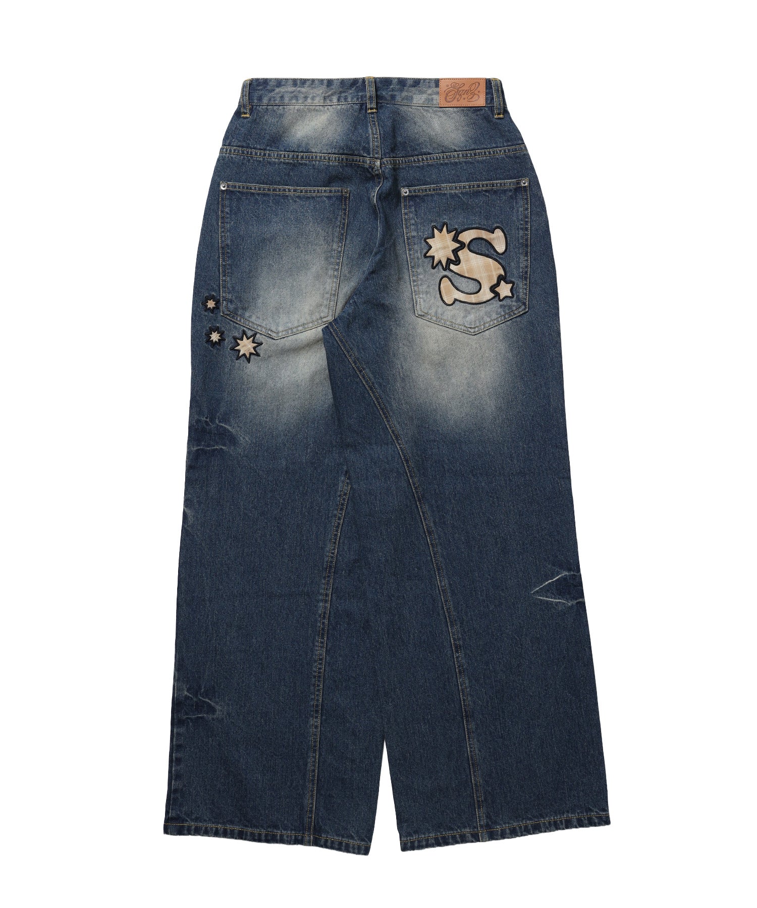 ※WEB限定 / ワイドデニムパンツ / sqnz seam design applique denim ネイビー