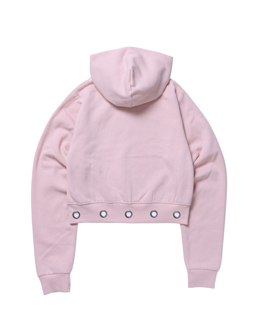 sqnz eyelet fit zip pk / レディース ジップパーカー フーディ ハトメ スタッズ ダフルジップ 裏起毛≪SET UP着用可能≫ ピンク
