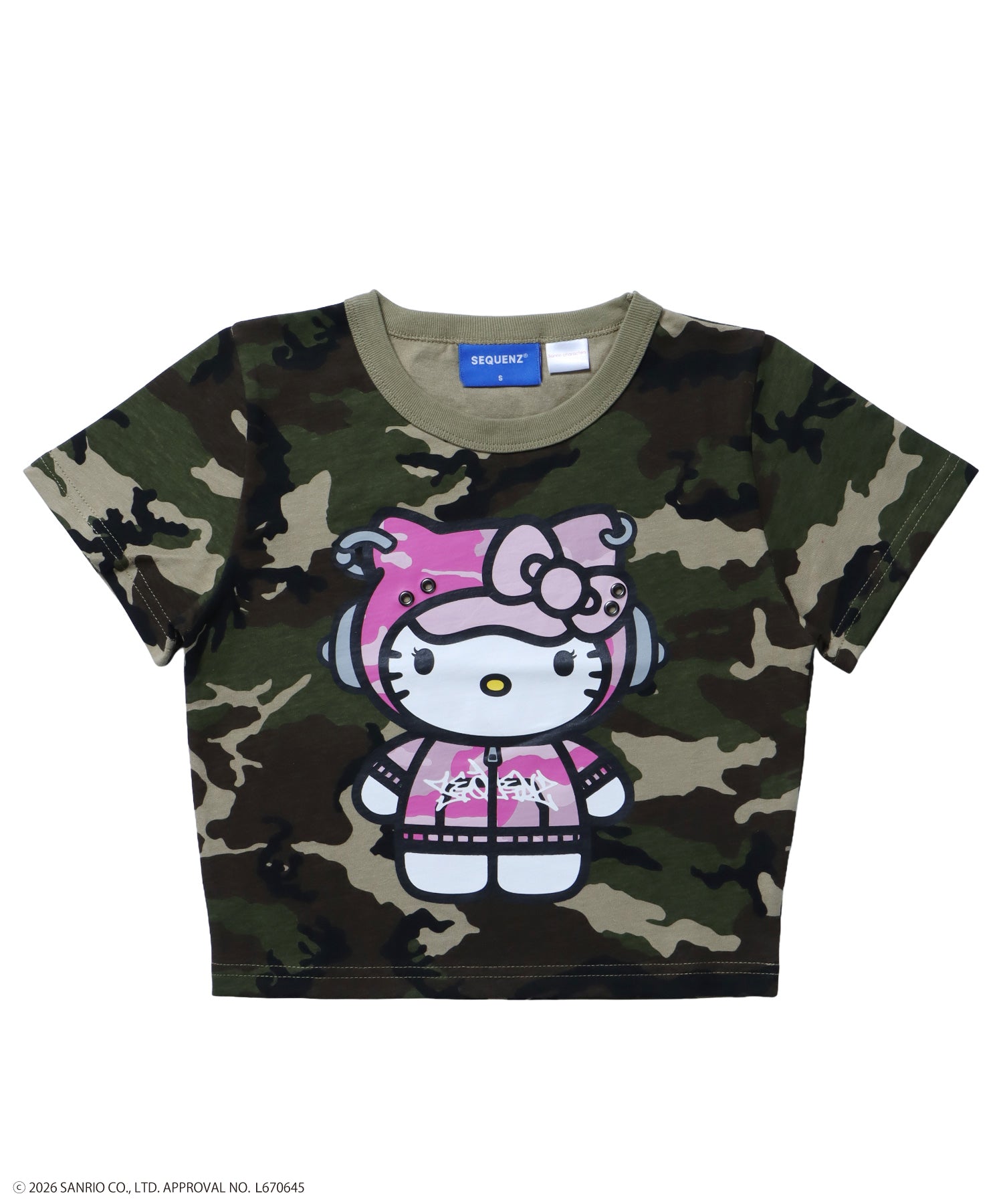 HK EYELET TEE / ハローキティ キティちゃん 半袖 クルーネック プリント ワンポイント ハトメ 柄80