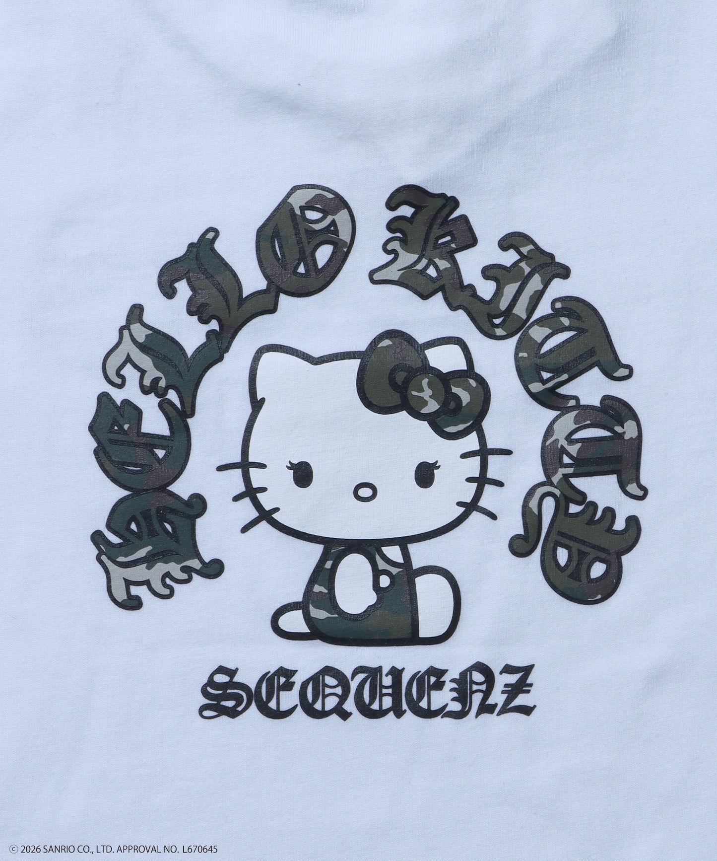 HK CIRCLE LOGO TEE / ハローキティ キティちゃん 半袖 クルーネック プリント ワンポイント ラインストーン プリント ホワイト