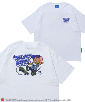TJ SKATE BOARD TEE / トムとジェリー Tシャツ 半袖 クルーネック プリント オーバーサイズ ホワイト