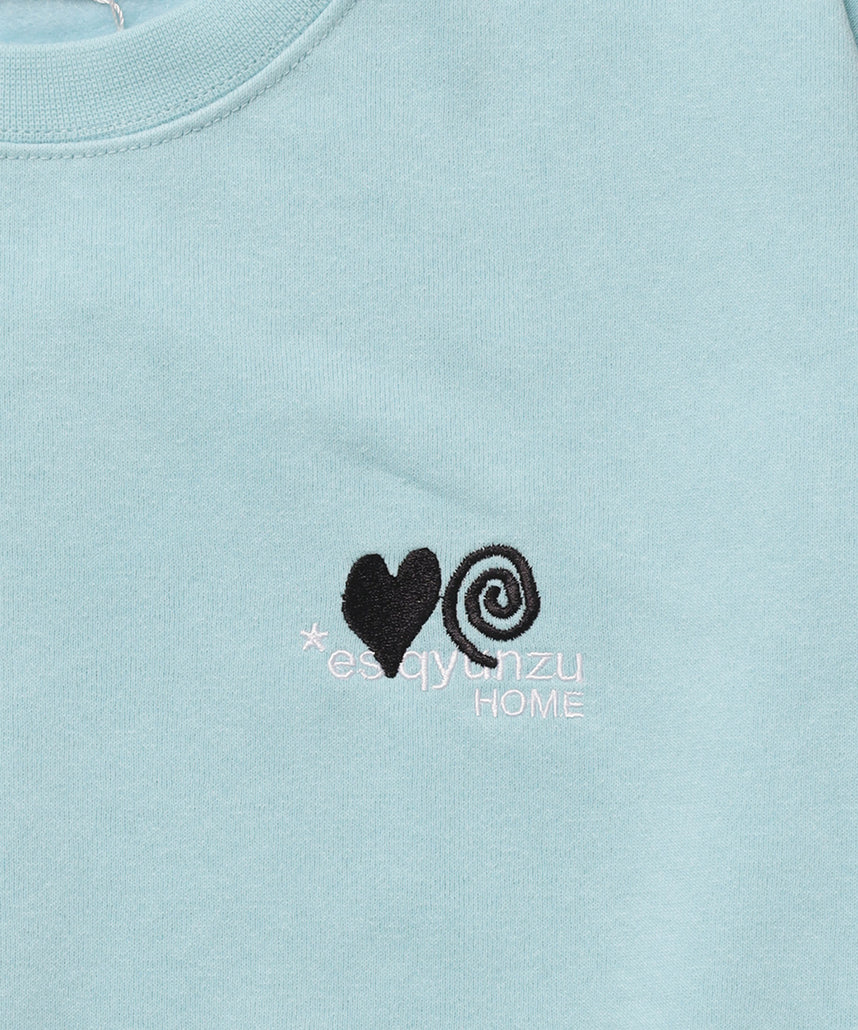 ※WEB限定 サークルハート刺繍裏起毛スウェット / sqnzU basic logo c/n ターコイズブルー