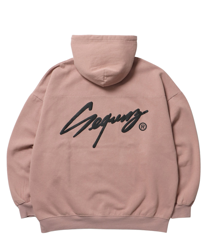 WORK AGING ZIP P/K / 古着風 シンプル ロゴ ワンポイント フルジップ パーカー ピンク