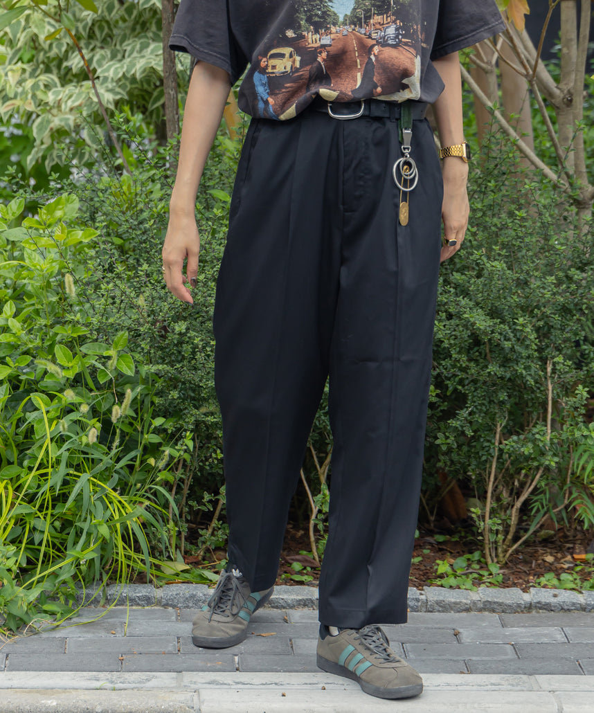 TR SIDE GATHER ANKLE PANTS / TR サイドギャザー アンクルスラックス チャコール