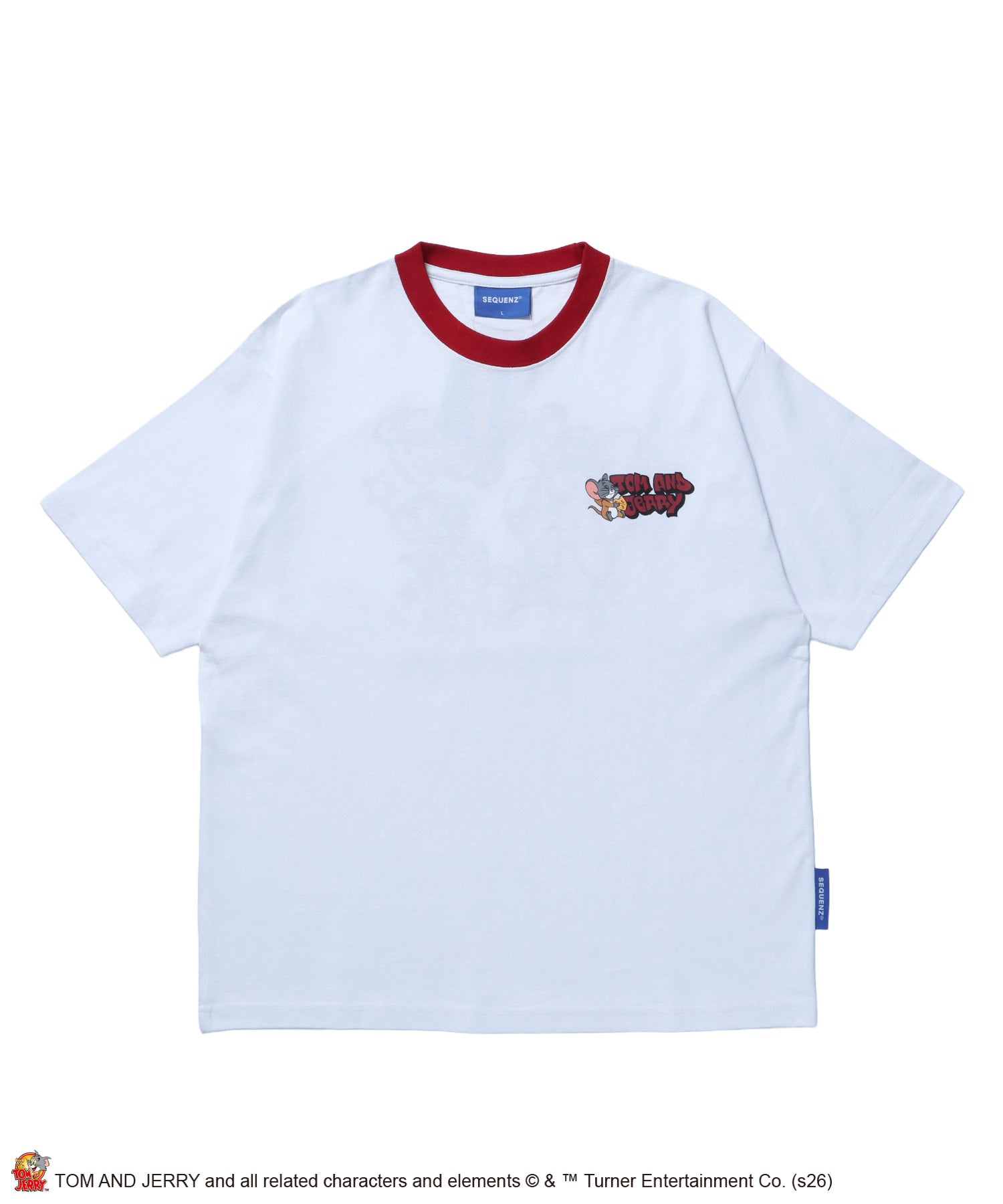 TJ COSTUME RINGER TEE / トムとジェリー リンガー Tシャツ 半袖 クルーネック 刺繍 オーバーサイズ ホワイト