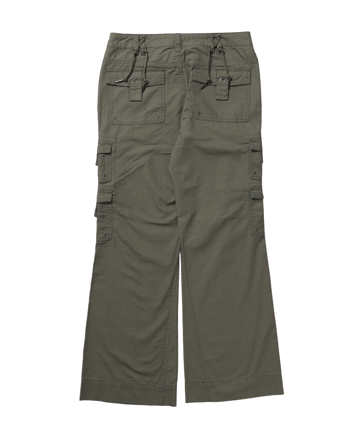 ※WEB限定 / レディースフレアカーゴパンツ / sqnz eyelet low-rise pants カーキ