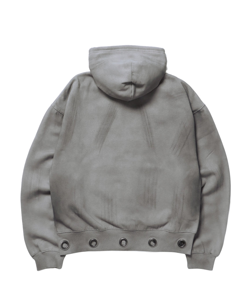 sqnz eyelet zip pk / ジップパーカー スタッズ フーディ ハトメ 裏起毛≪SET UP着用可能≫ ライトグレー