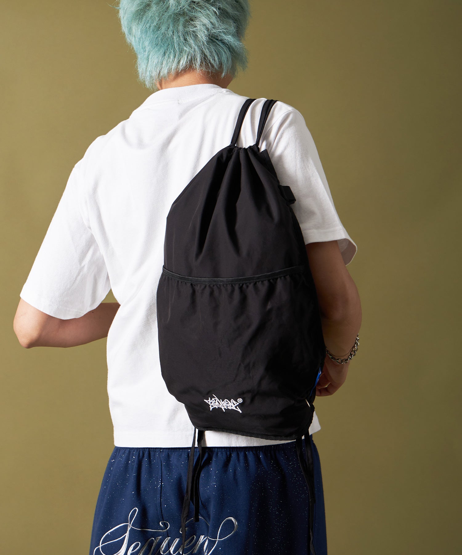 2 FACE STRING KNAPSACK / リバーシブル テック ナップサック ブランドロゴ ブラック