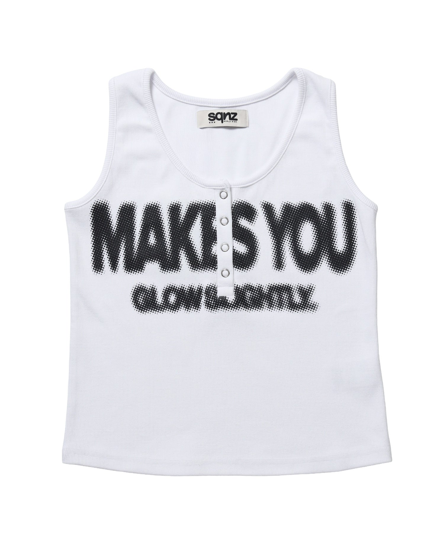 ※WEB限定 / レディースヘンリーネックタンクトップ / sqnz blur logo henley tank top ホワイト