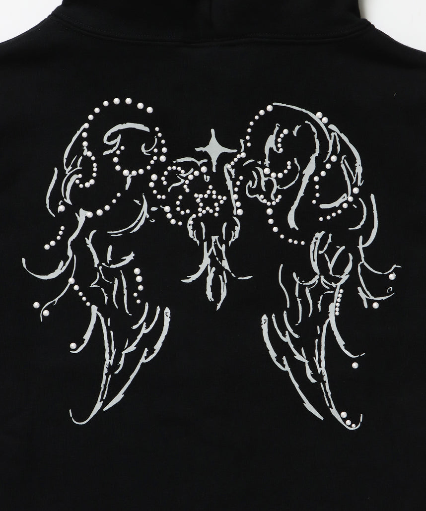 ※WEB限定 / 半袖ジップパーカー / sqnz pearl short sleeve zip p/k ブラック