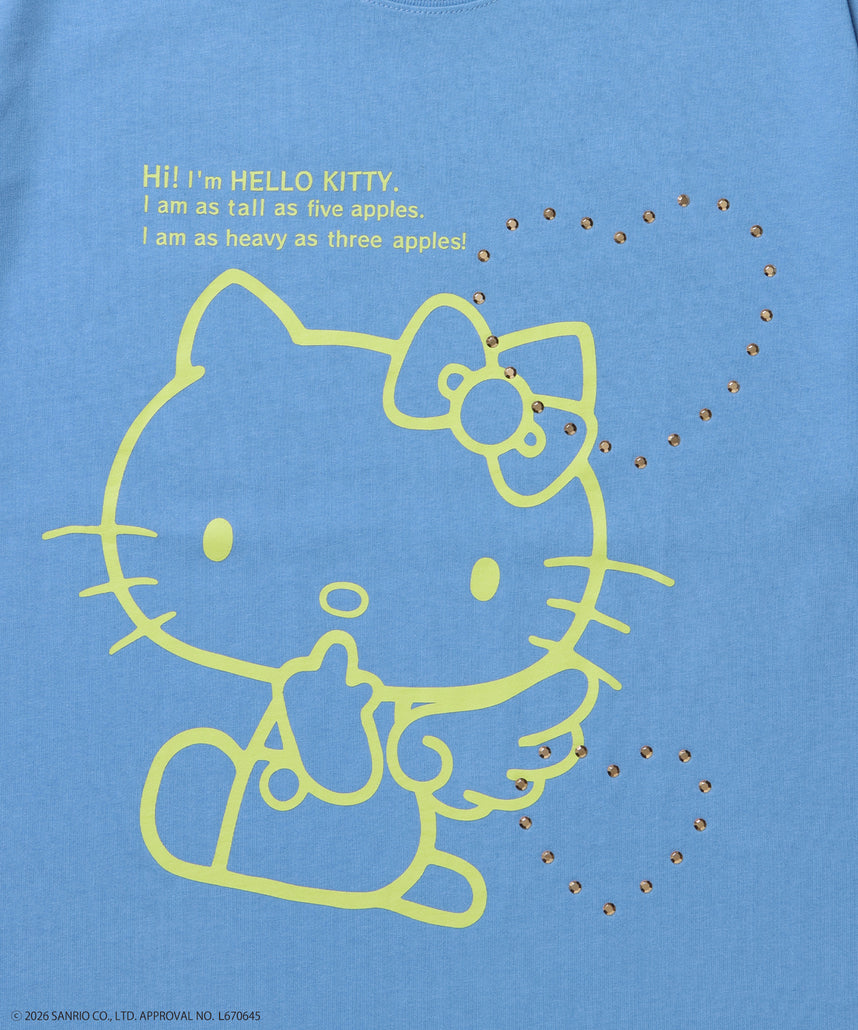 HK LOVE SEQUENZ TEE / ハローキティ キティちゃん 半袖 クルーネック プリント ワンポイント ラインストーン ブルーグレー