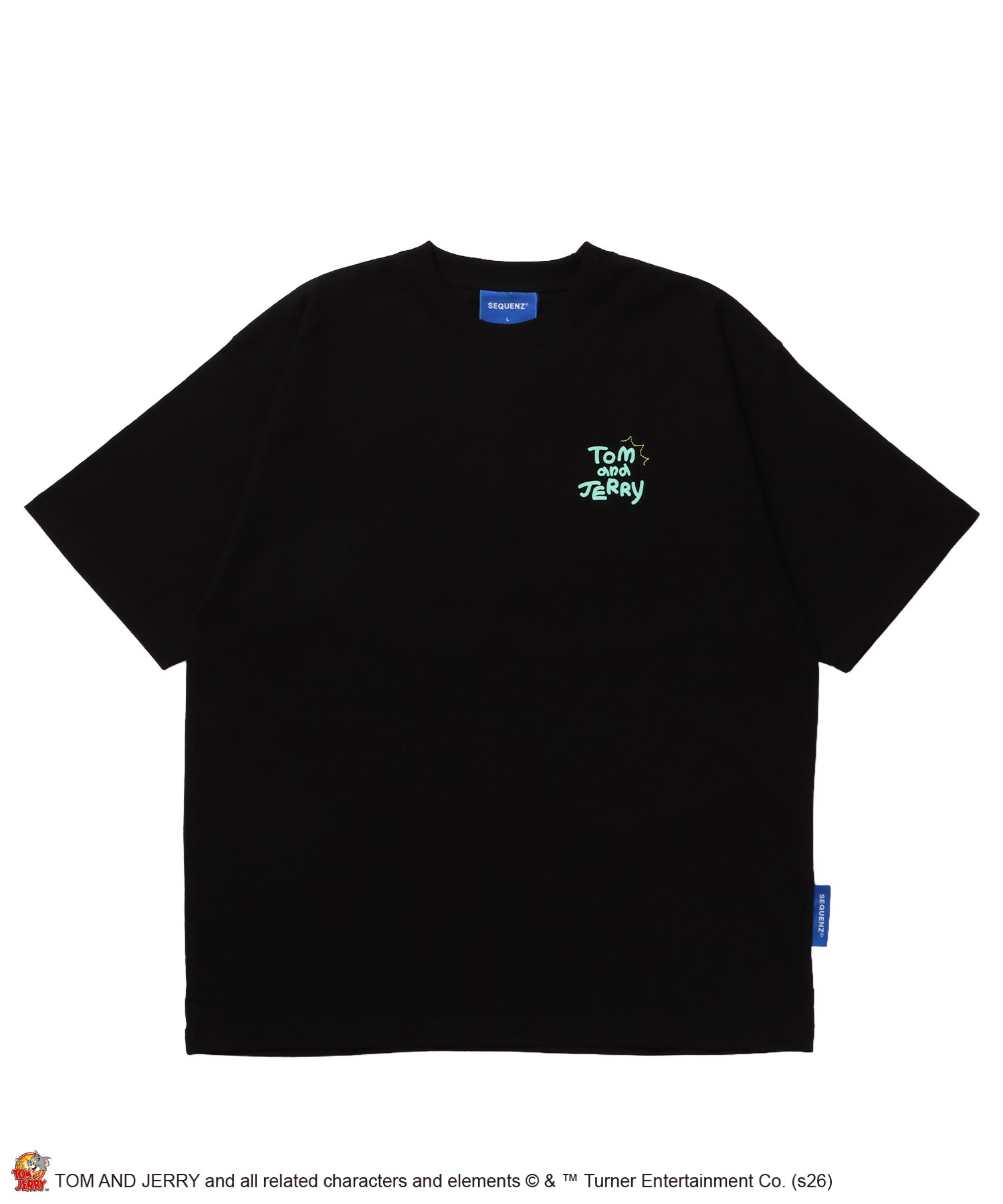 TJ PHOTO & EMB. TEE / トムとジェリー 半袖 クルーネック プリント 刺繍 ワンポイント ユニセックス オーバーサイズ レイヤード ブラック