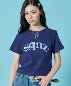 ※WEB限定 / スターロゴ半袖Tシャツ / sqnz star logo checkered applique tee ダークネイビー