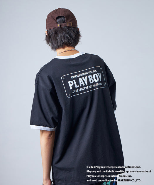 PLAYBOY(プレイボーイ)　バックプリントシャツ　Mサイズ　ブラック　黒