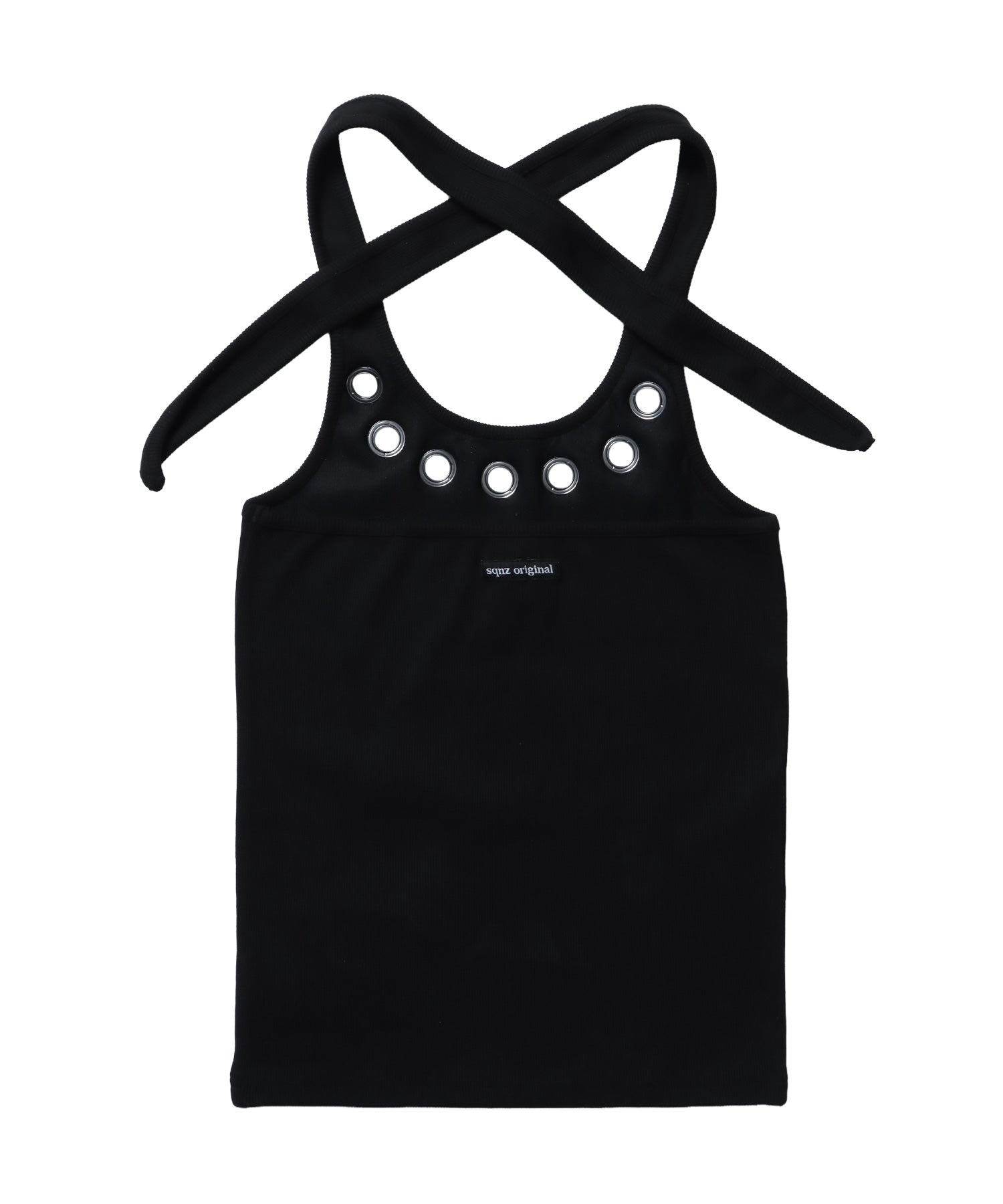 ※WEB限定 / レディースアイレットタンクトップ / sqnz halter neck eyelet tank top ブラック