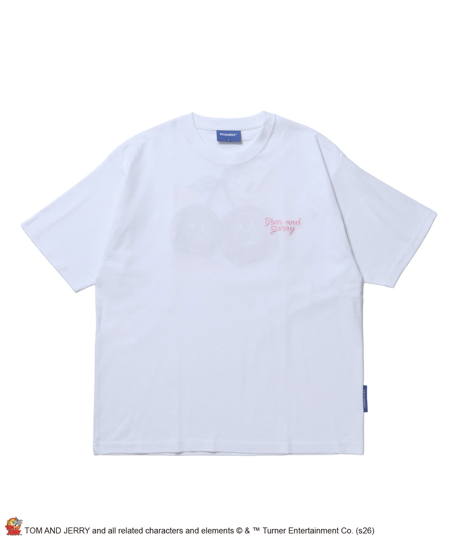 TJ CHERRY FLOCKY S/S TEE / トムとジェリー Tシャツ 半袖 クルーネック プリント 刺繍 オーバーサイズ ホワイト