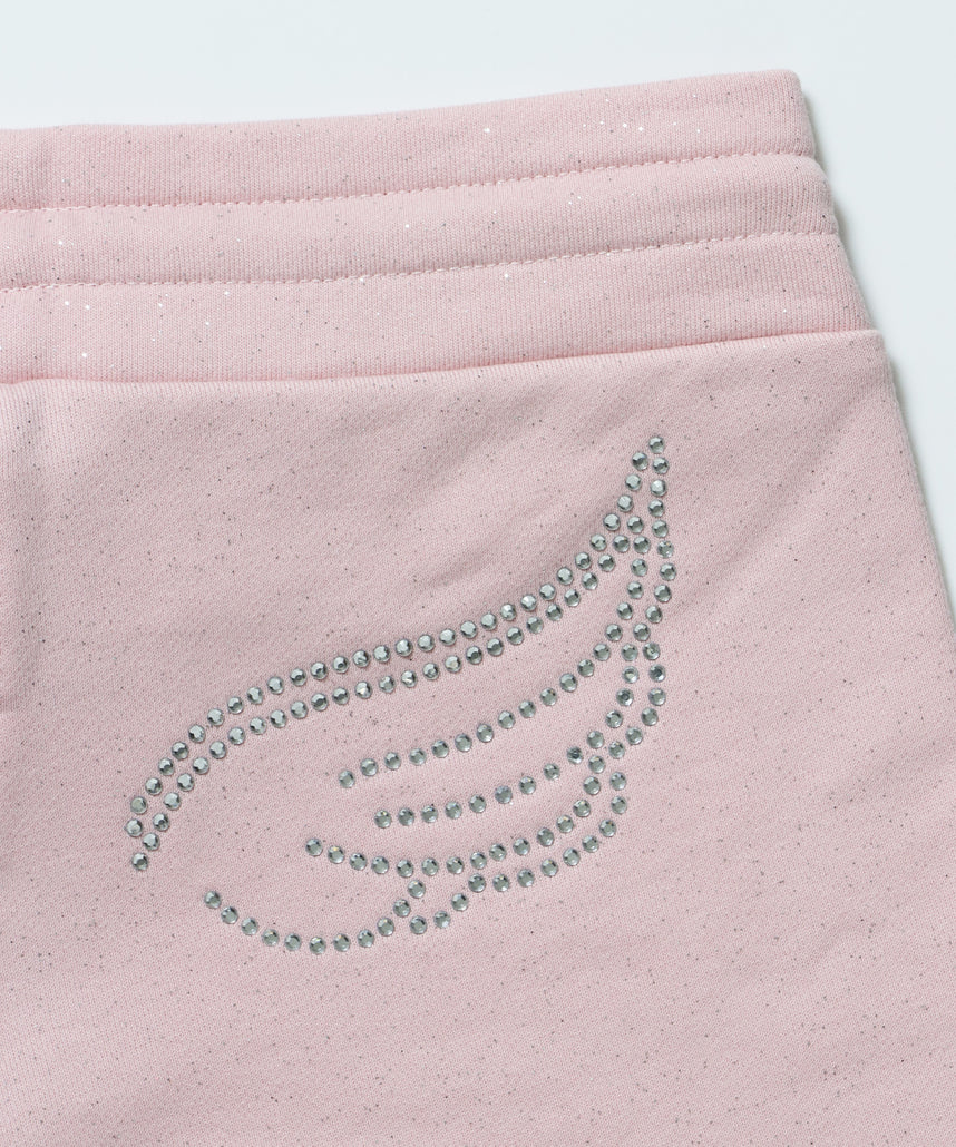 ≪予約商品≫sqnz glitter mini pants / レディース ショートパンツ ボトムス ラインストーン 裏毛 【セットアップ着用可能】 ライトピンク