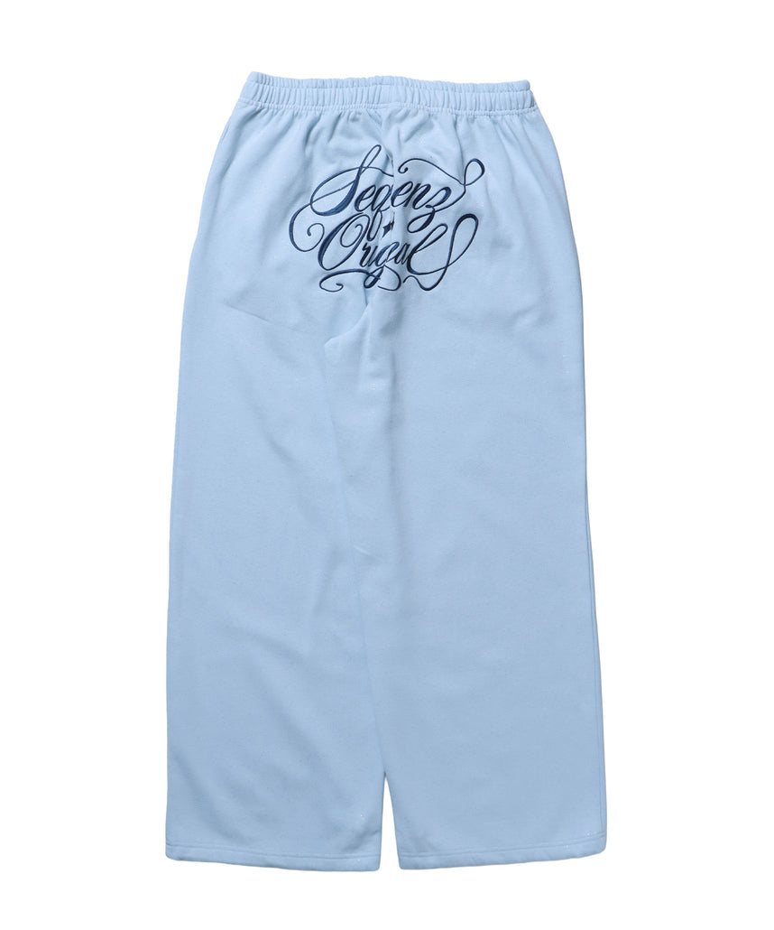 SQNZ GLITTER SWEAT PANTS / グリッター ラインストーン スウェットパンツ ドローコード 裏起毛 【セットアップ着用可】 スカイブルー