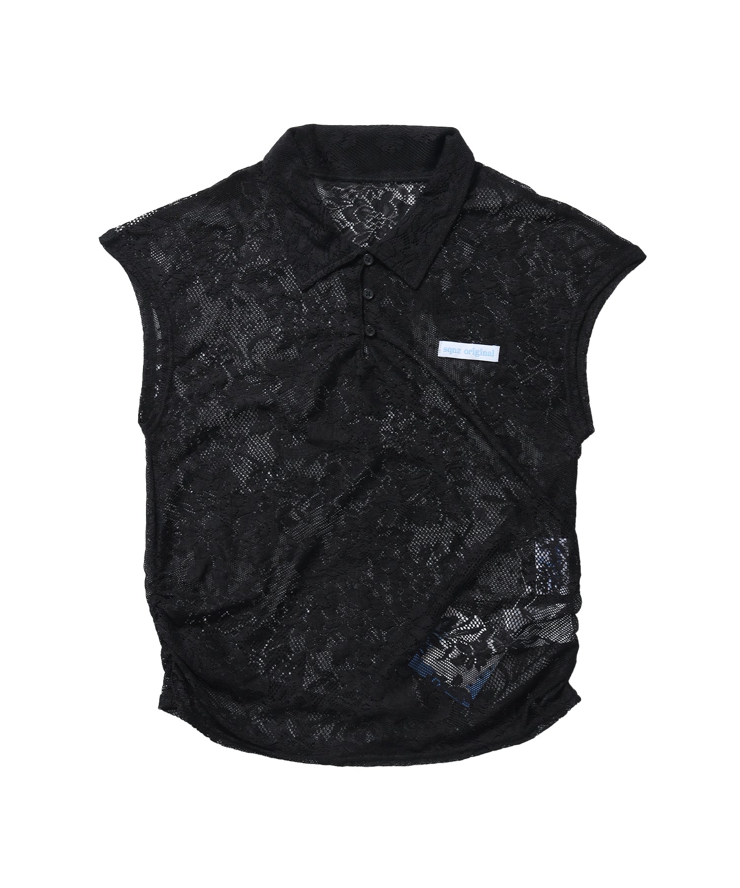 ※WEB限定 / 襟付き / レースフレンチスリーブトップス / sqnz french sleeve lace top ブラック