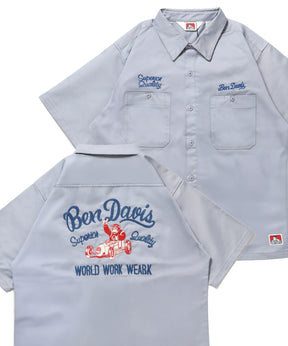 RACER S/S WORK SHIRT / 半袖 シャツ ワーク レギュラーカラー ボックスシルエット ライトグレー