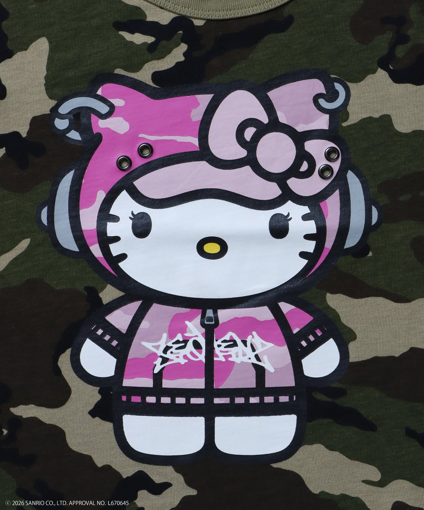 HK EYELET TEE / ハローキティ キティちゃん 半袖 クルーネック プリント ワンポイント ハトメ 柄80