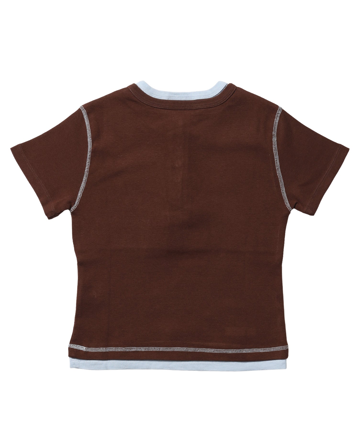 ※WEB限定 / フェイクレイヤード / バイカラーヘンリーネック半袖T /sqnz fake layered henley star tee ブラウン