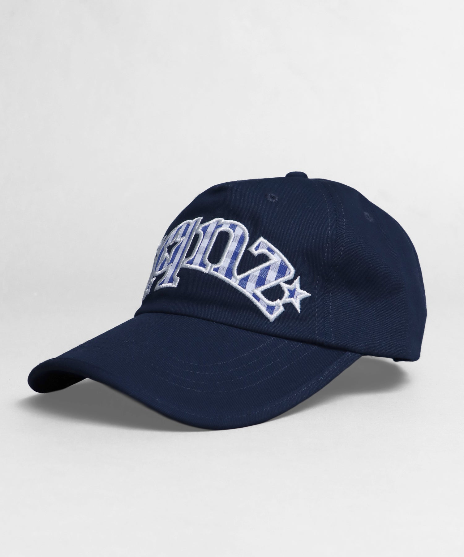 ≪予約商品≫sqnz gingham logo cap / キャップ 帽子 ワッペン ベースボール ユニセックス 刺繍 ネイビー