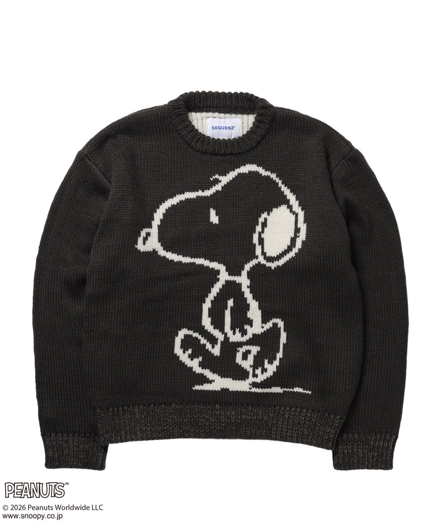 TP SNOOPY CHUNKY KNIT / スヌーピー メッセージプリント チャンキーニット チャコール