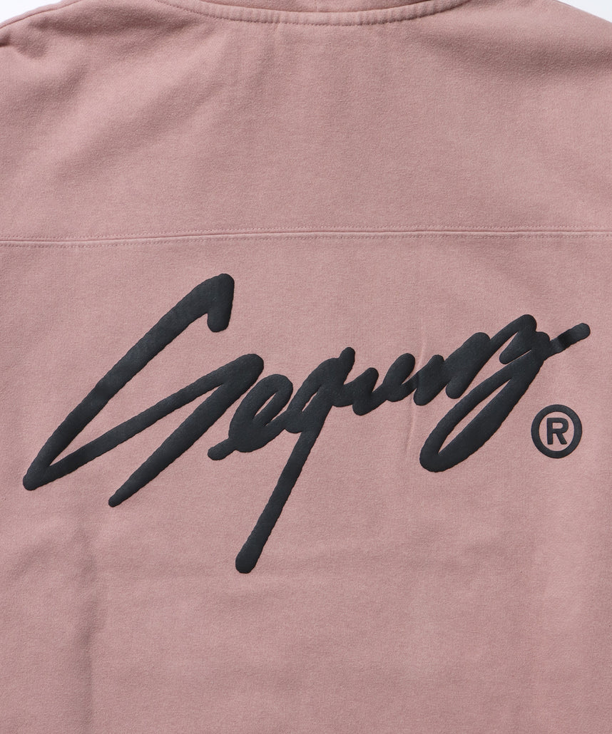 WORK AGING ZIP P/K / 古着風 シンプル ロゴ ワンポイント フルジップ パーカー ピンク