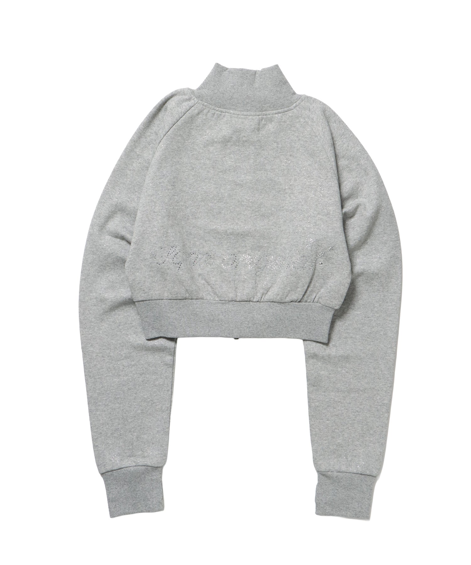 sqnz glitter zip top / グリッター ダブルジップ ジップスウェット 裏起毛 ラインストーン 【セットアップ着用可能】 グレー